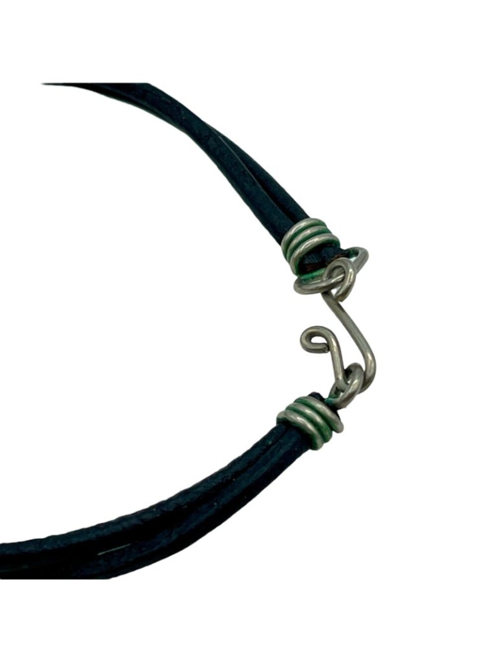 African Trading Bead Bracelet Vintage 1970s Leather Metal Hook Closure Old Bead - Picture 6 of 10
